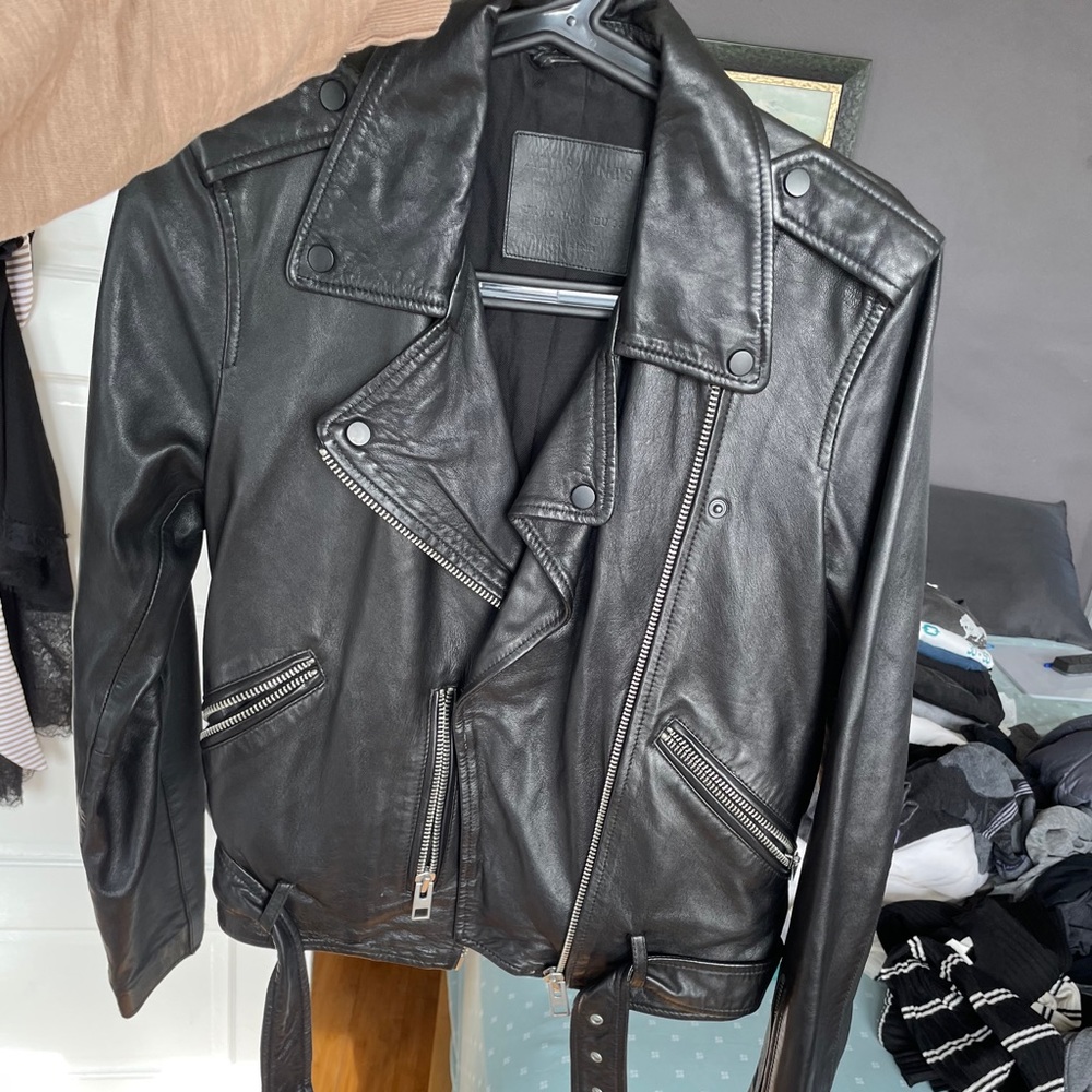 Leather biker jacket